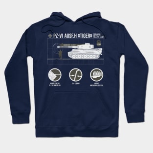 Infographics of Pz-VI Ausf. H Tiger on dark Hoodie